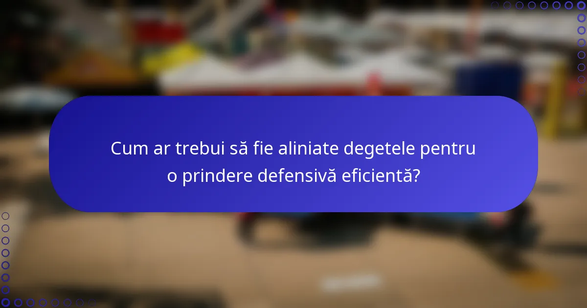 Cum ar trebui să fie aliniate degetele pentru o prindere defensivă eficientă?