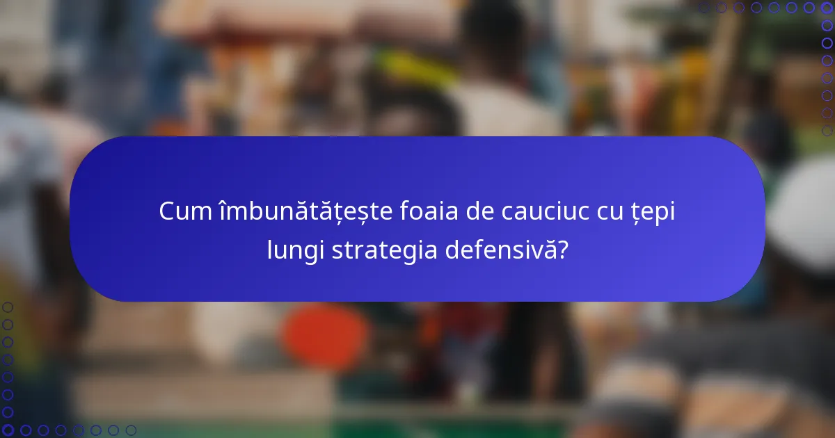 Cum îmbunătățește foaia de cauciuc cu țepi lungi strategia defensivă?